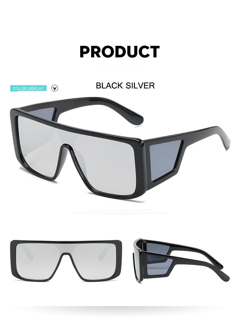 Retro One-Piece Mirror Big Frame Oversized Square Sunglasses