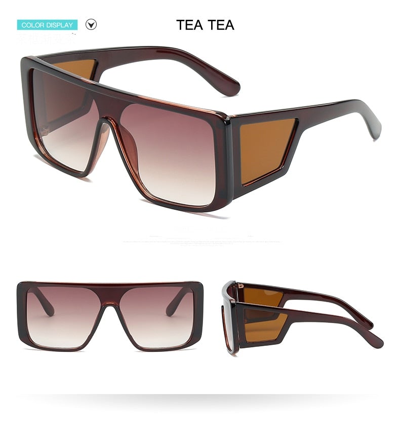 Retro One-Piece Mirror Big Frame Oversized Square Sunglasses