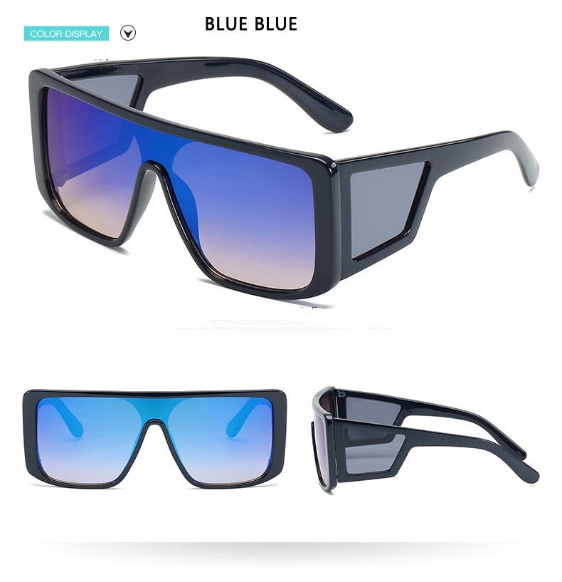 Retro One-Piece Mirror Big Frame Oversized Square Sunglasses