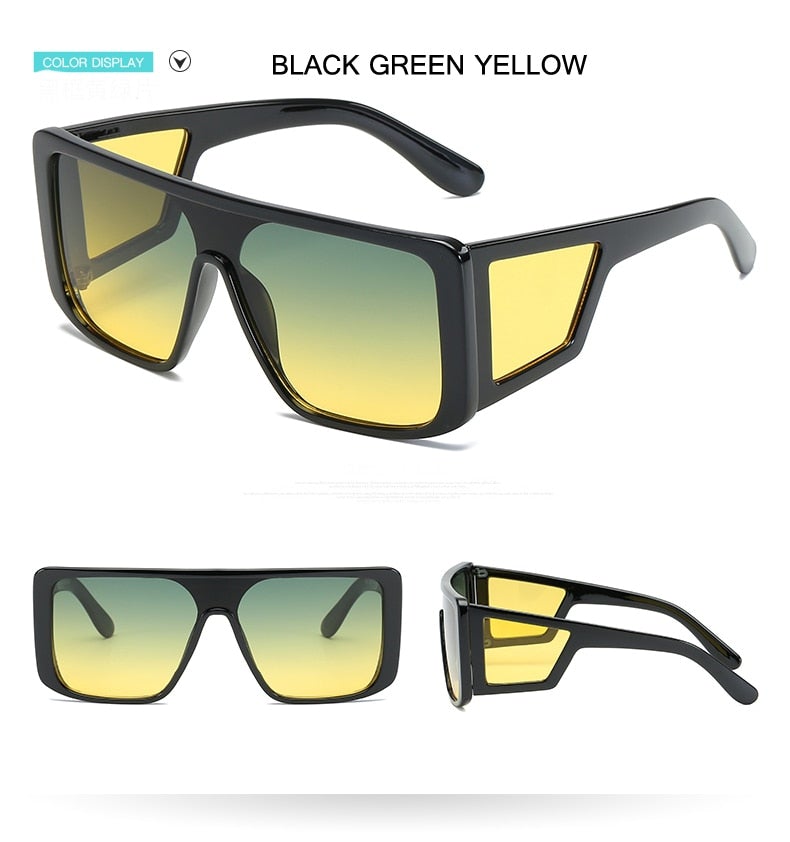 Retro One-Piece Mirror Big Frame Oversized Square Sunglasses