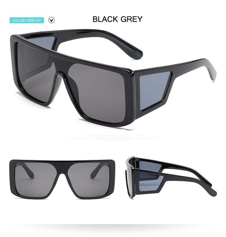Retro One-Piece Mirror Big Frame Oversized Square Sunglasses