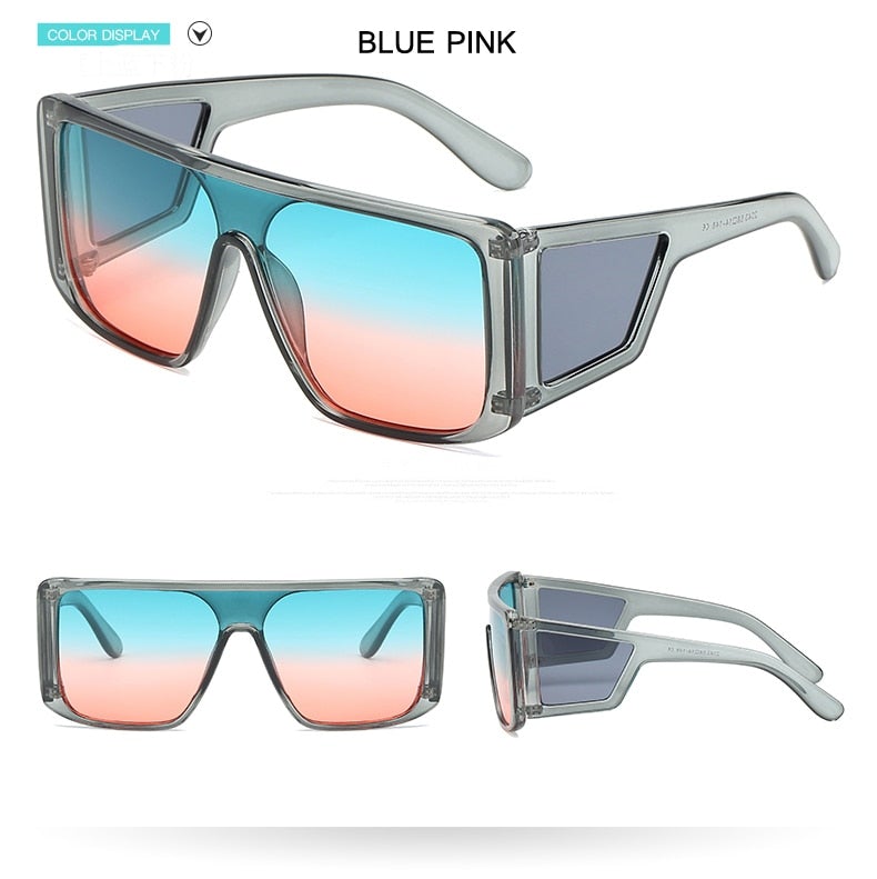 Retro One-Piece Mirror Big Frame Oversized Square Sunglasses