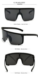 Oversize Mask Shape Flat Top Hood Shield Visor Sunglasses