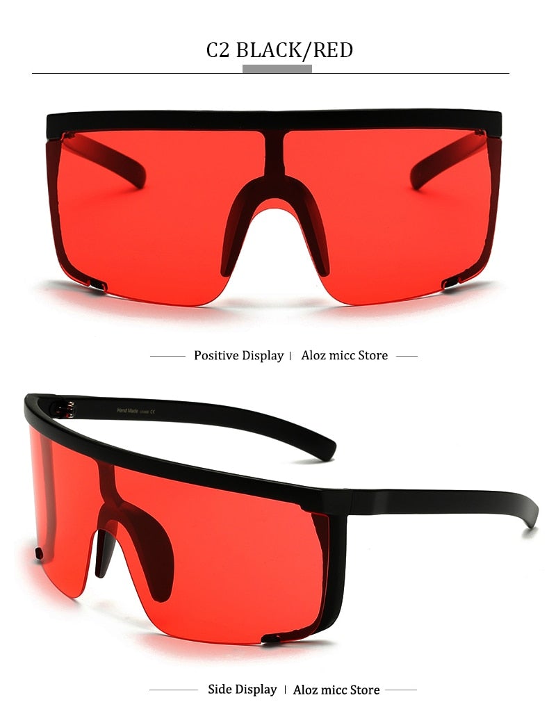 Oversize Mask Shape Flat Top Hood Shield Visor Sunglasses