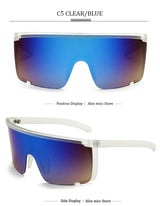 Oversize Mask Shape Flat Top Hood Shield Visor Sunglasses