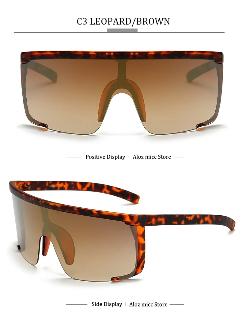 Oversize Mask Shape Flat Top Hood Shield Visor Sunglasses