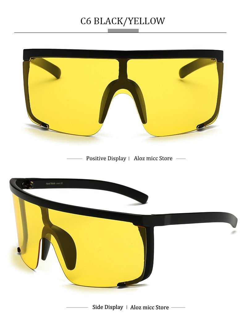 Oversize Mask Shape Flat Top Hood Shield Visor Sunglasses