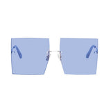 Flat Top Clear Fashion Oversized Rimless Square Sunglass