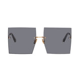 Flat Top Clear Fashion Oversized Rimless Square Sunglass