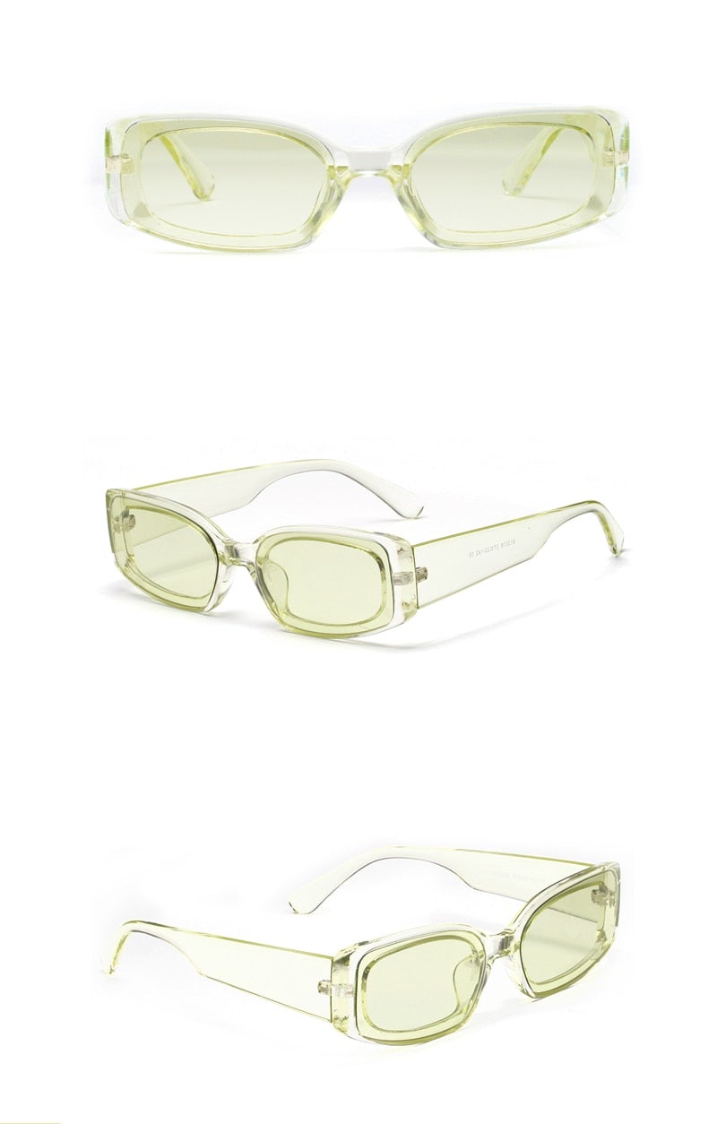 Candy Colored Rectangular Transparent Retro Sunglasses