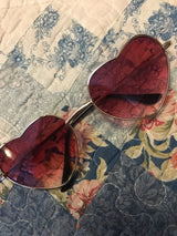 Heart Shaped Metal Clear Lens Retro Sunglasses