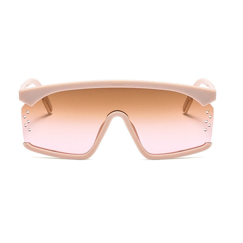 Oversized Frame Gradient Lens Punk Style Square Visor Sunglasses