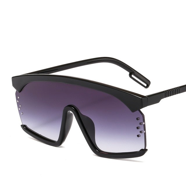 Oversized Frame Gradient Lens Punk Style Square Visor Sunglasses