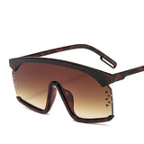 Oversized Frame Gradient Lens Punk Style Square Visor Sunglasses