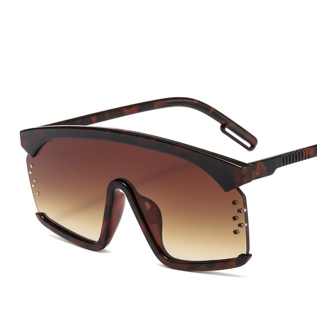 Oversized Frame Gradient Lens Punk Style Square Visor Sunglasses