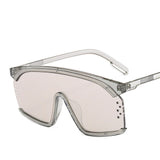 Oversized Frame Gradient Lens Punk Style Square Visor Sunglasses