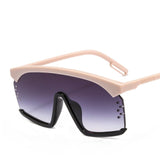 Oversized Frame Gradient Lens Punk Style Square Visor Sunglasses