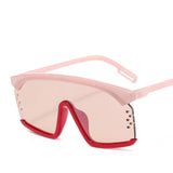 Oversized Frame Gradient Lens Punk Style Square Visor Sunglasses