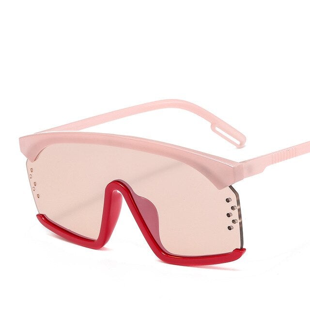 Oversized Frame Gradient Lens Punk Style Square Visor Sunglasses