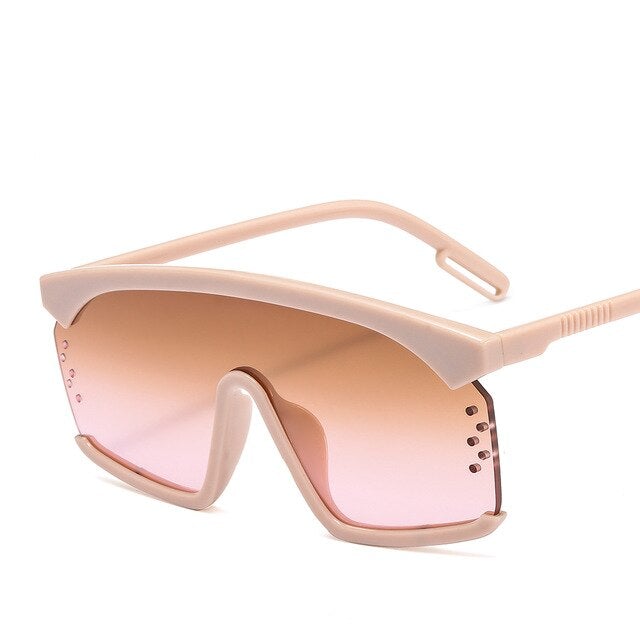 Oversized Frame Gradient Lens Punk Style Square Visor Sunglasses