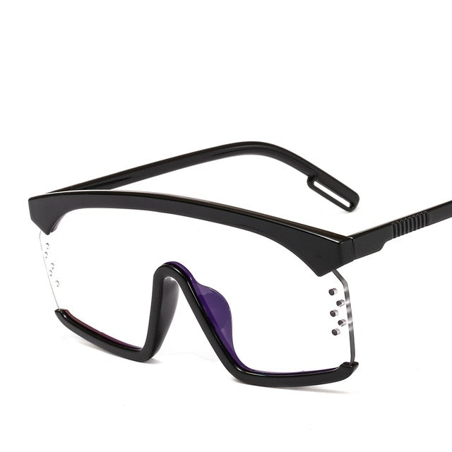 Oversized Frame Gradient Lens Punk Style Square Visor Sunglasses