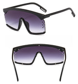 Oversized Frame Gradient Lens Punk Style Square Visor Sunglasses