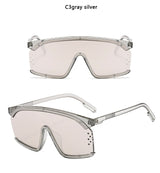 Oversized Frame Gradient Lens Punk Style Square Visor Sunglasses