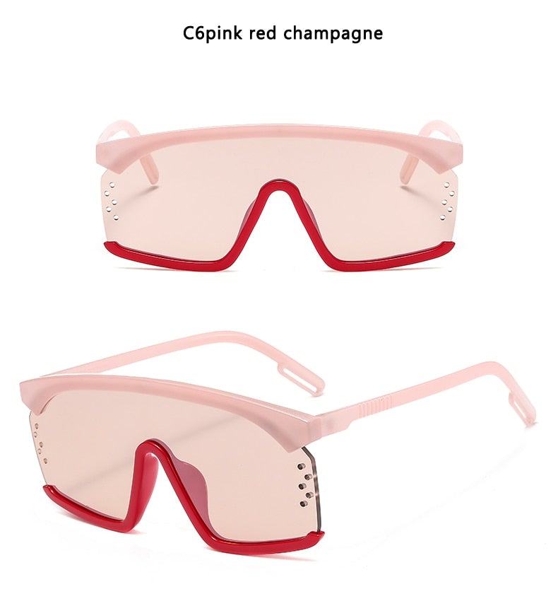 Oversized Frame Gradient Lens Punk Style Square Visor Sunglasses