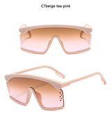 Oversized Frame Gradient Lens Punk Style Square Visor Sunglasses