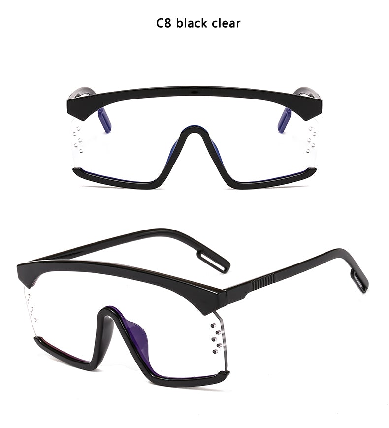 Oversized Frame Gradient Lens Punk Style Square Visor Sunglasses