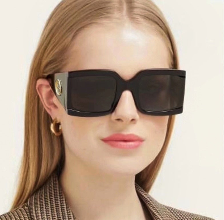 Big Frame Triangular Temple Vintage UV400 Square Sunglasses