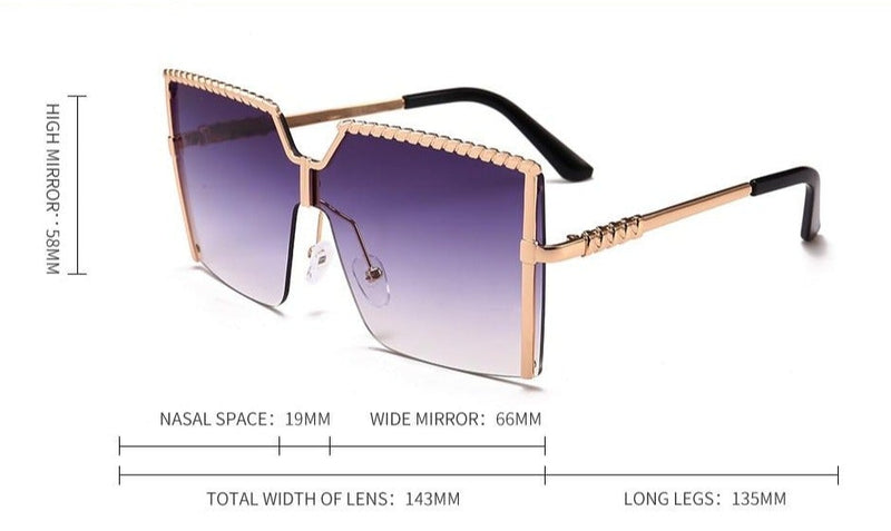 Luxury Brand Vintage Alloy Frame Clear Lens Metal Square Sunglasses