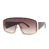 Vintage Rivets Texture Mirror Leg Classic Visor Sunglasses