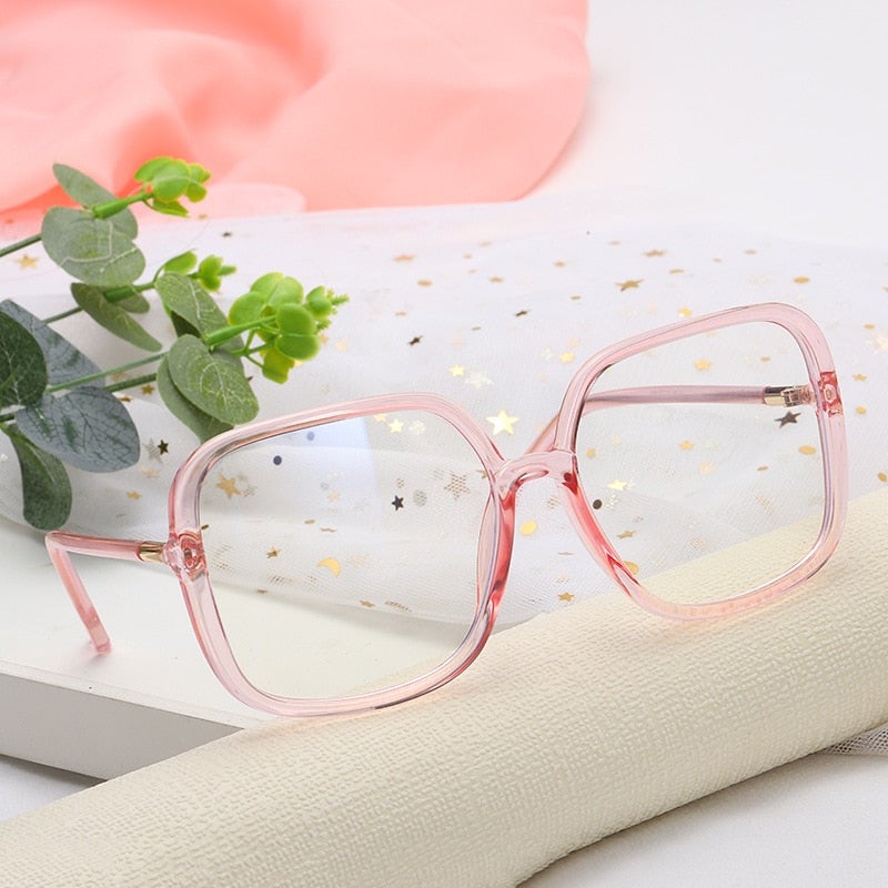 Oversize Anti-blue Light Vintage Retro Clear Square Eyeglasses
