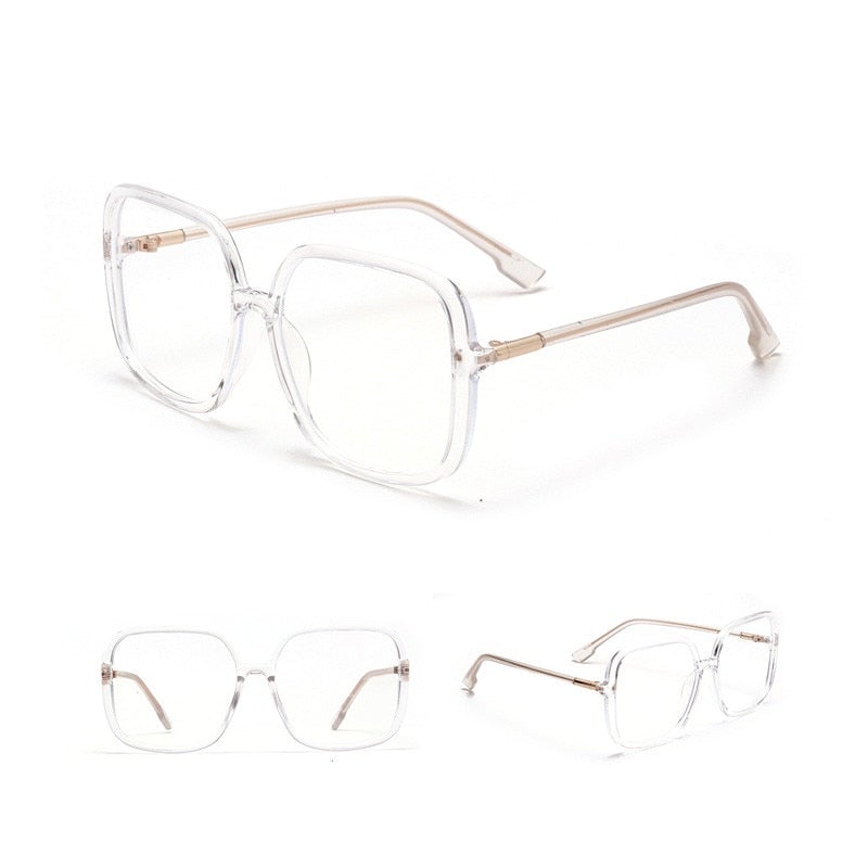 Oversize Anti-blue Light Vintage Retro Clear Square Eyeglasses