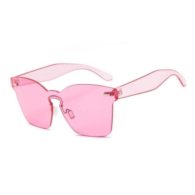 Flat Vintage Plastic Rimless Square Sunglasses