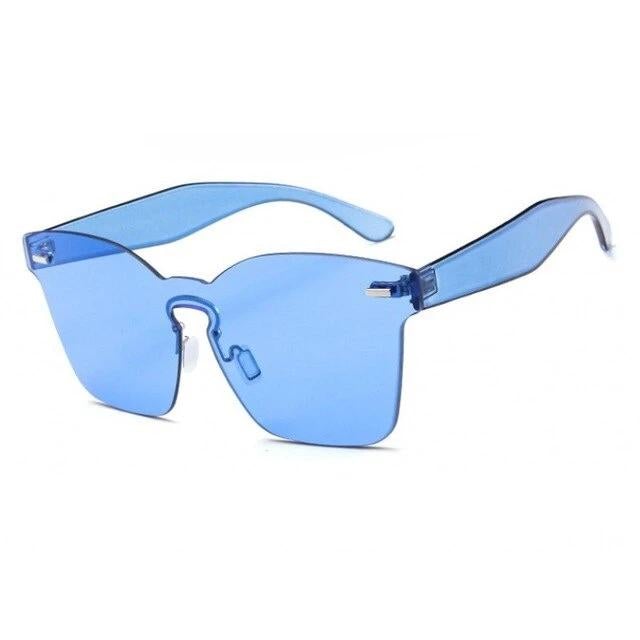 Flat Vintage Plastic Rimless Square Sunglasses