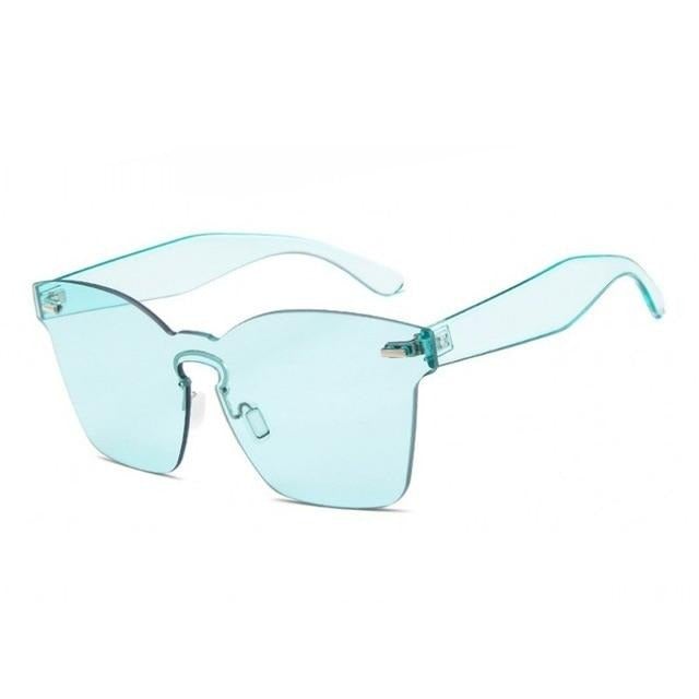 Flat Vintage Plastic Rimless Square Sunglasses