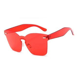 Flat Vintage Plastic Rimless Square Sunglasses