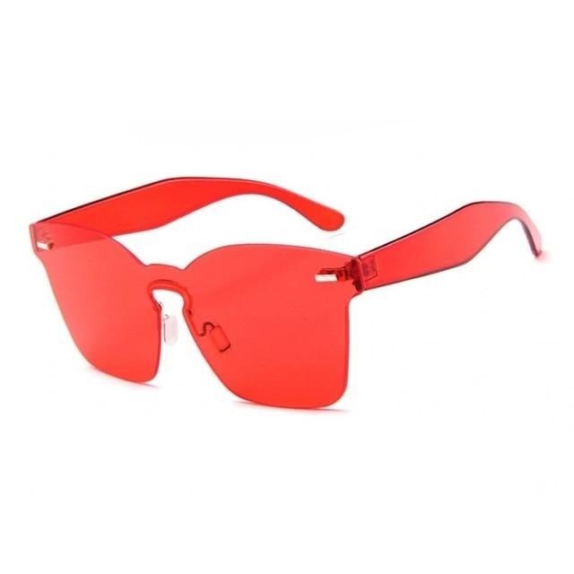 Flat Vintage Plastic Rimless Square Sunglasses