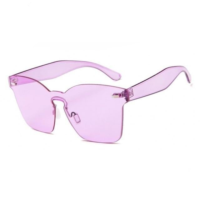 Flat Vintage Plastic Rimless Square Sunglasses