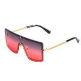 Gradient Clear Lens Metal Frame Flat Top Square Mask Sunglasses