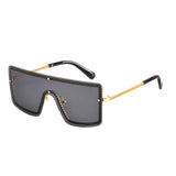 Gradient Clear Lens Metal Frame Flat Top Square Mask Sunglasses