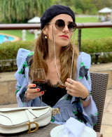 Chain Designed Frames With Rimless Lens Round Sunglasses