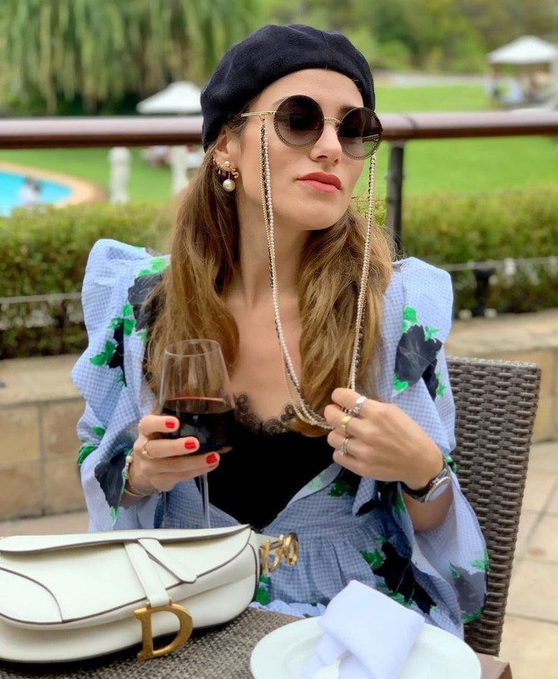Chain Designed Frames With Rimless Lens Round Sunglasses