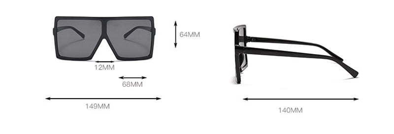 Vintage Oversized Gradient Flat Top Square Sunglasses