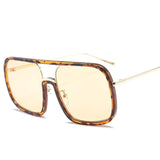 Vintage Big Clear Leopard Frame Square Sunglasses