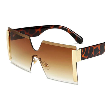Flat Top Oversize Rimless Square Sunglasses