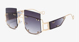 Rivets Personality on Lens Metal Frame  Oversized Square Sunglasses