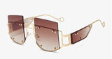 Rivets Personality on Lens Metal Frame  Oversized Square Sunglasses